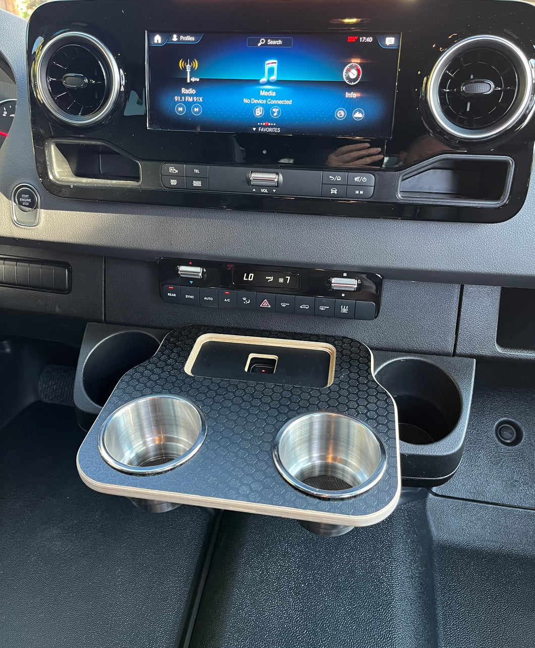 Mercedes Sprinter VS30 19-Current Black Hex Cup Holder Snack Tray