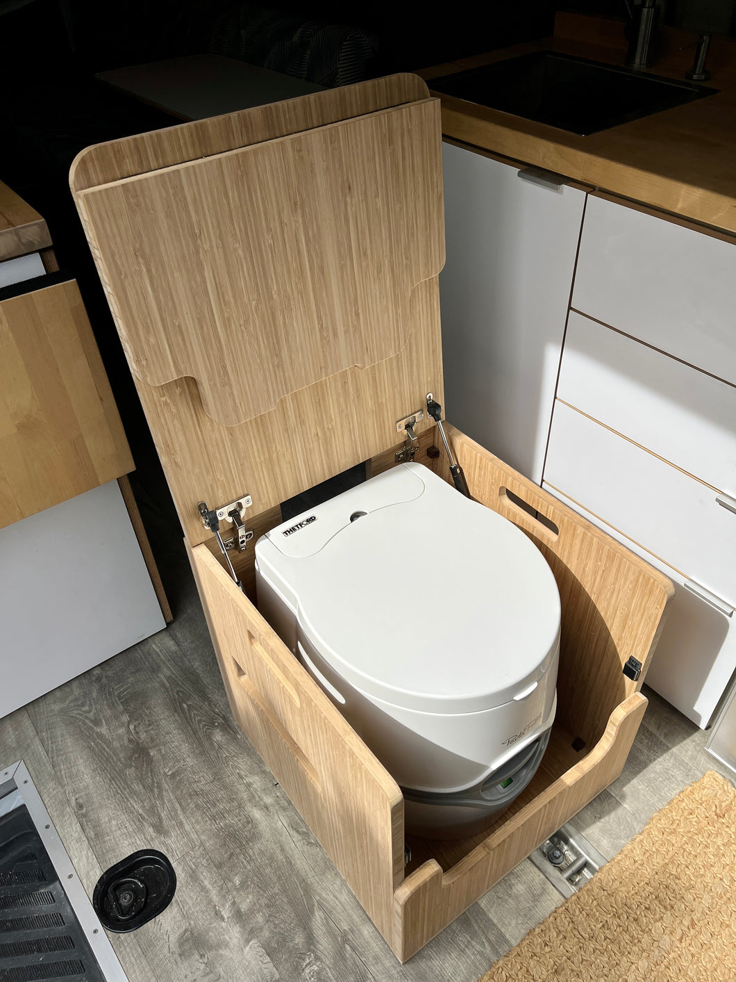 Porta Potti 565E/365 Curve Bamboo Toilet Lift top Cabinet Flat Pack Kit