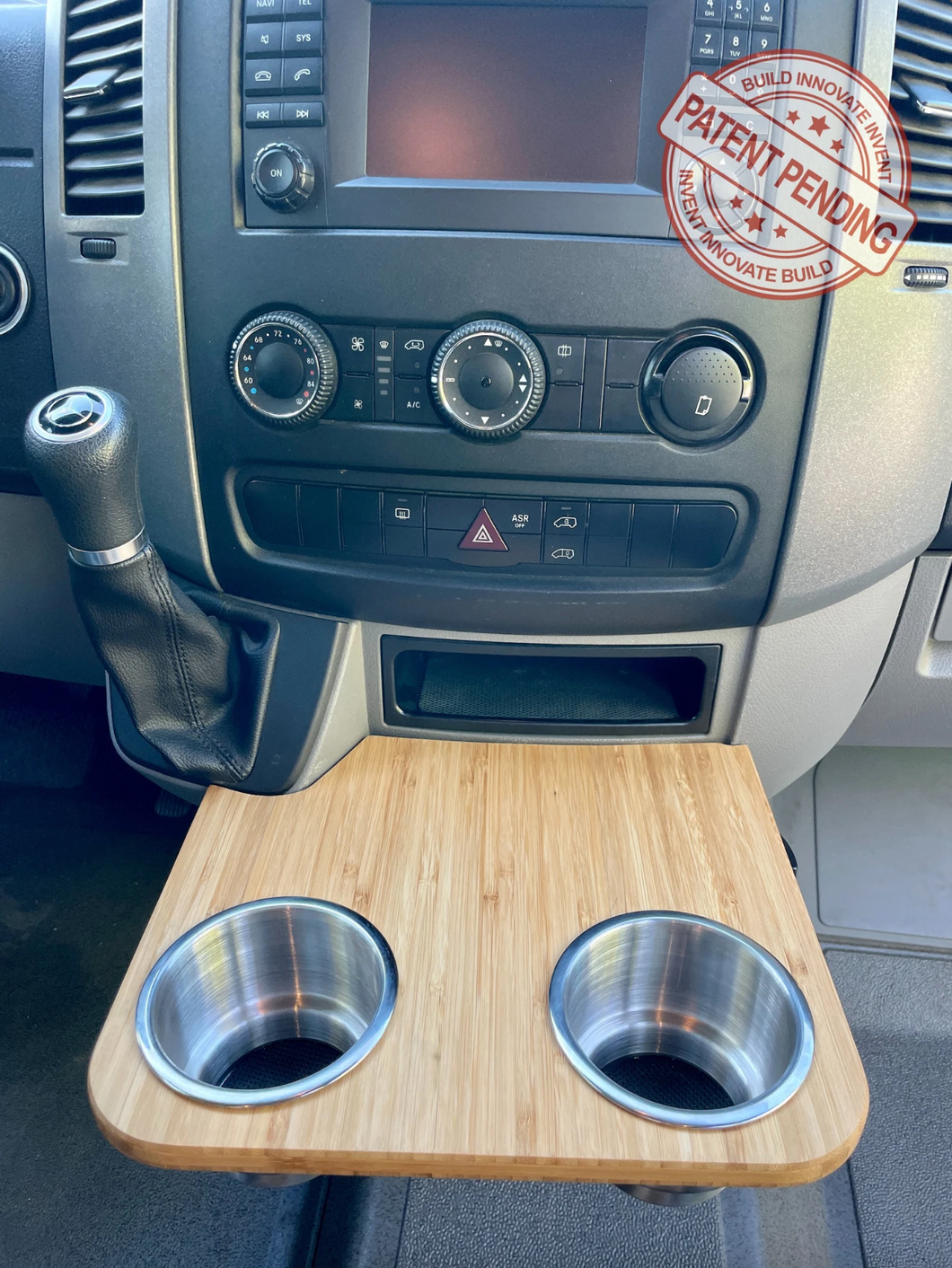 Mercedes-Benz Sprinter Cup Holder Accessories NCV3 06-18 Snack Tray Phone Table Stainless Camper Van Bamboo Amber